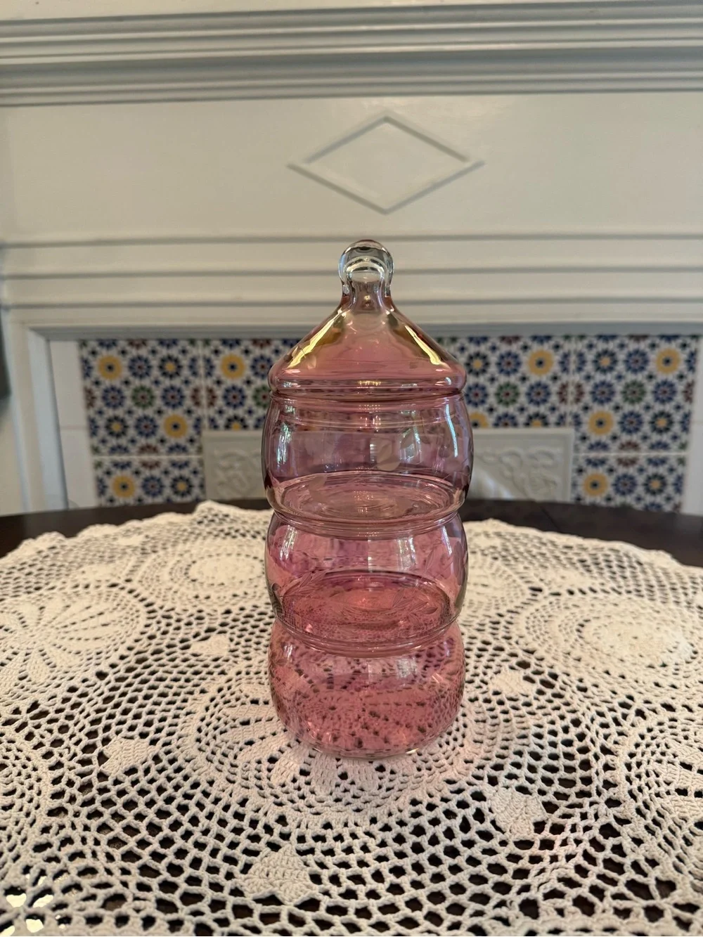 Princess House Heritage Glass 3-Tier Stacked Candy & Snack Jar Apothecary Jar